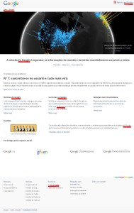 Captura de tela da página "Sobre o Google" - https://www.google.com.br/intl/pt-BR/about/